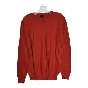 J. Crew Mens Size XS Crewneck Sweater Garter Stitch 100% Cotton Red/Burnt Orange